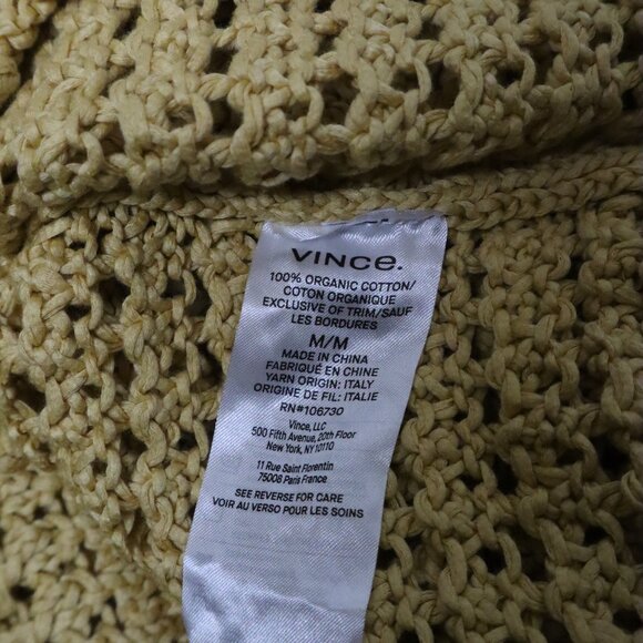 VINCE Crochet Cardigan Sweater Warm Sand Organic Cotton Size Medium New Tag $425 - Picture 10 of 10